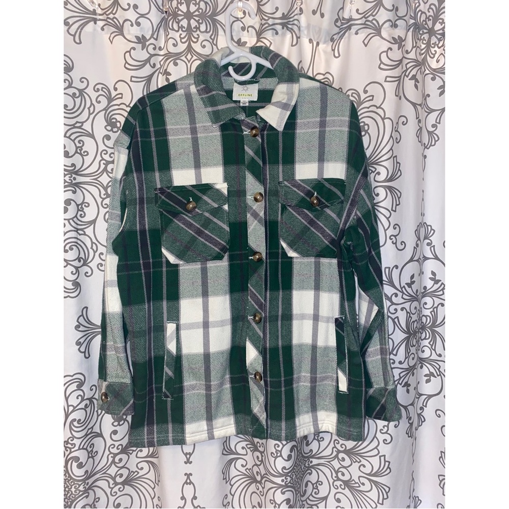 Aerie Offline green flannel jacket